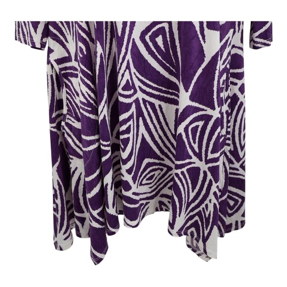 IC by Connie Tunic Top Size Small Purple Crinkle 3/4 Sleeves Lagenlook Geometric - Picture 4 of 10